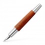 E-Motion Wood Fountain Pen with Chrome Metal Grip, Broad, Reddish Brown